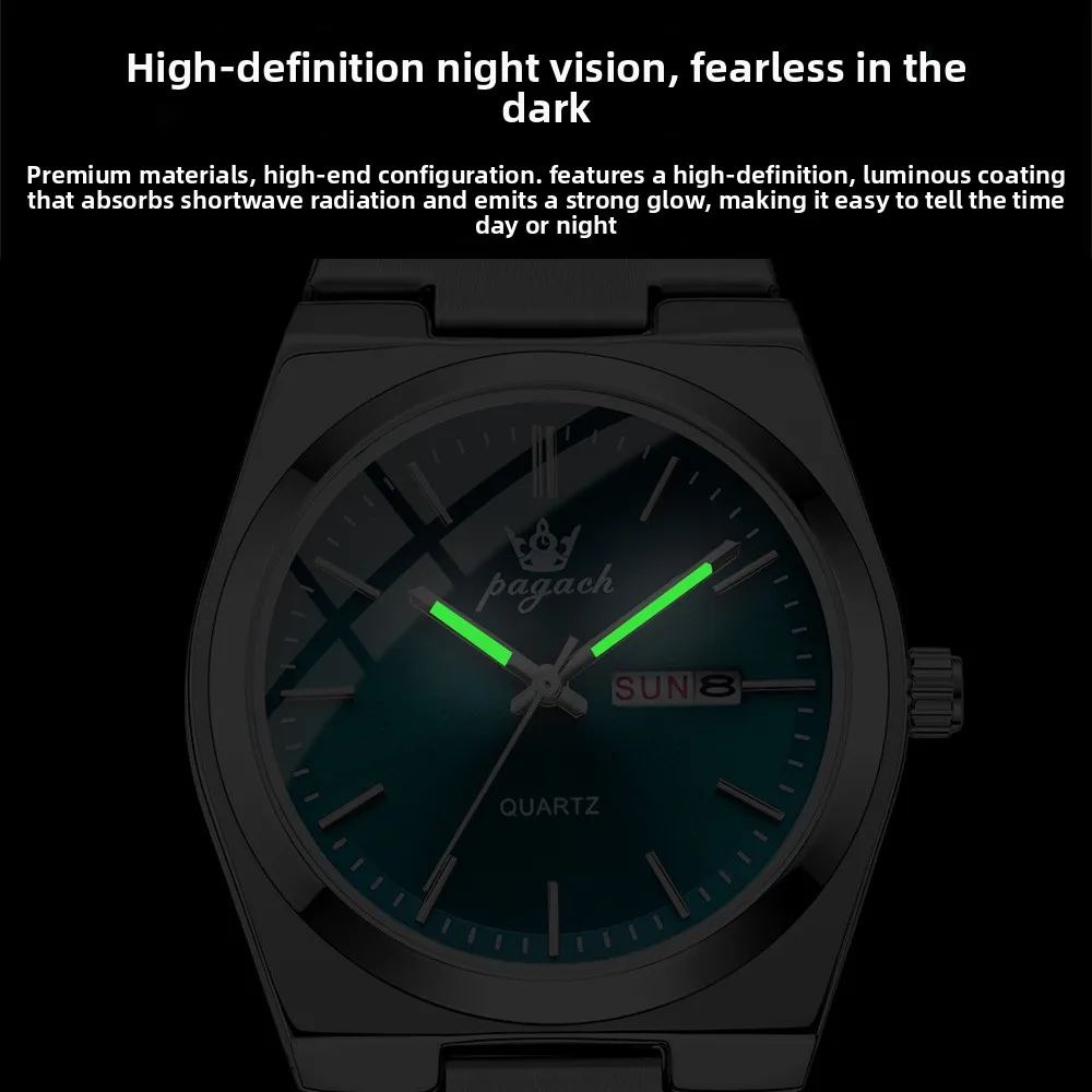 Ultra Thin Men's Watch, Waterproof Luminous Dial, Stainless Steel Quartz Wristwatch for Daily & Business