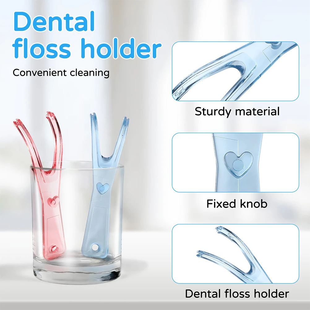 2pcs Dental Floss Holder Flosser Handle Floss Stick Stand Oral Clean Tool Oral Hygiene Toothpick Support Teeth Whiten CleanTool