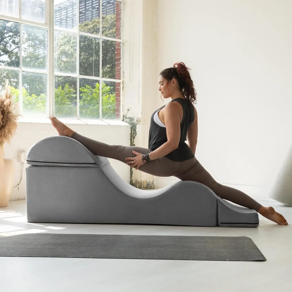 Yoga and Massage Convertible Chaise/Bed Bench - Dual-Purpose Ottoman with Hidden Folding Yoga Lounge Chair image 2