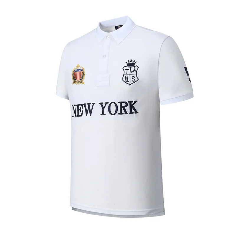 Men\'s polo shirt USA New York Royal short casual sport party high-end cotton embroidery luxury contrast color original design