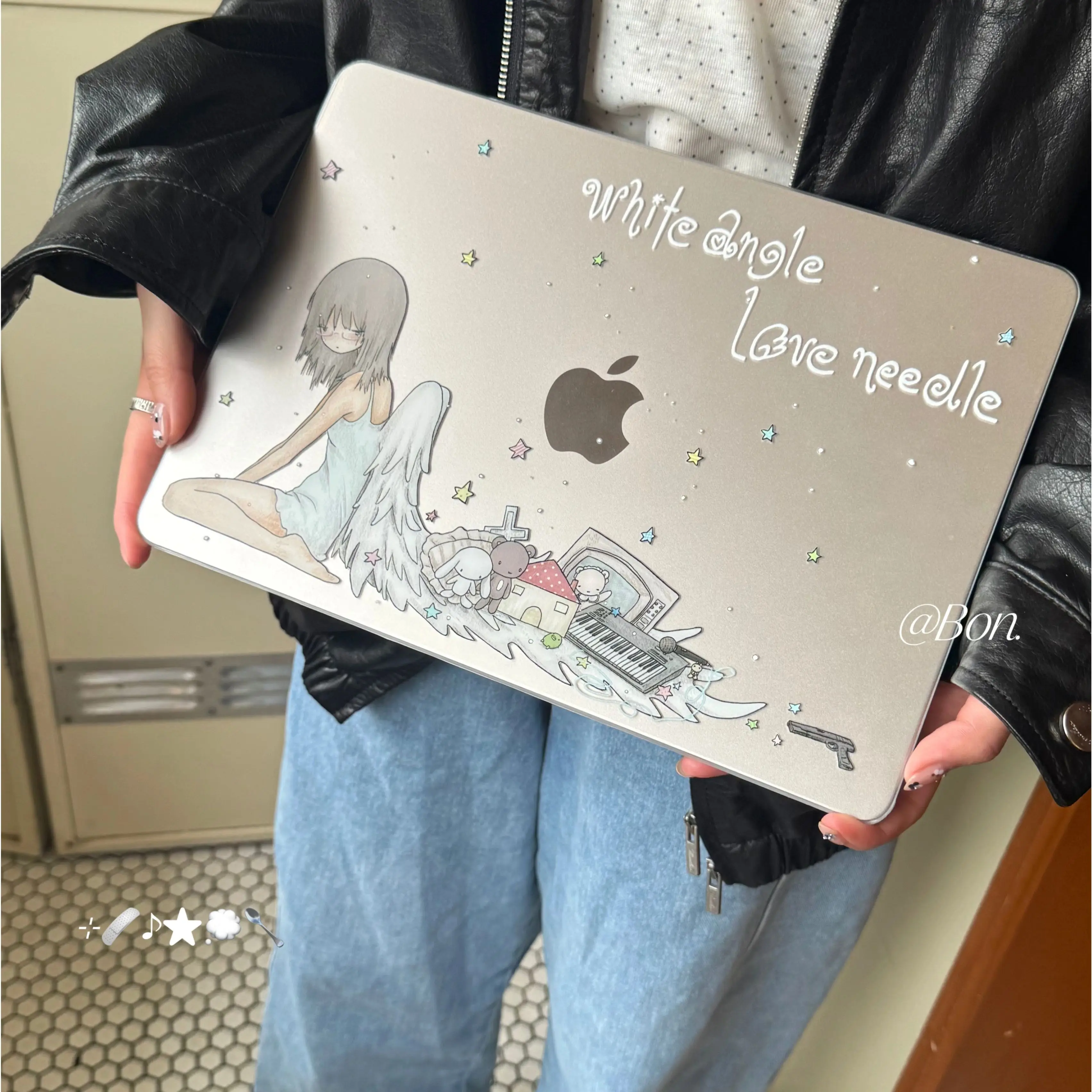 Girl Angel Wings Y2K Crystal Laptop Case For Macbook Air 13.6 M4 M3 M2 Air13.3 A1932 A2179 A2337 Neo A3404 A2251 Air15 16 Cover