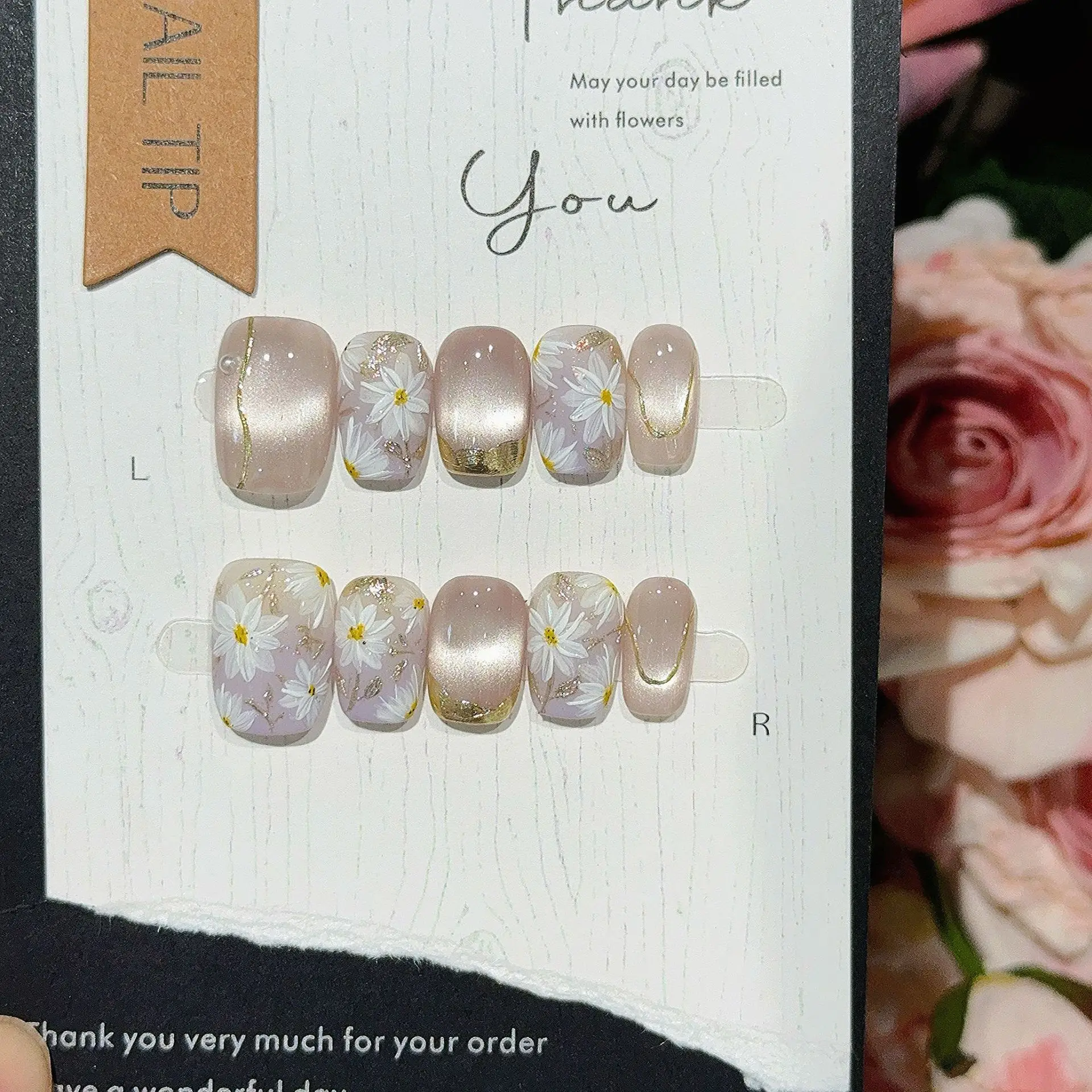 10 pezzi blu stampa fatta a mano sulle unghie unghie finte estive modello stella marina indossabile unghie adesive unghie finte Наклад Ногти