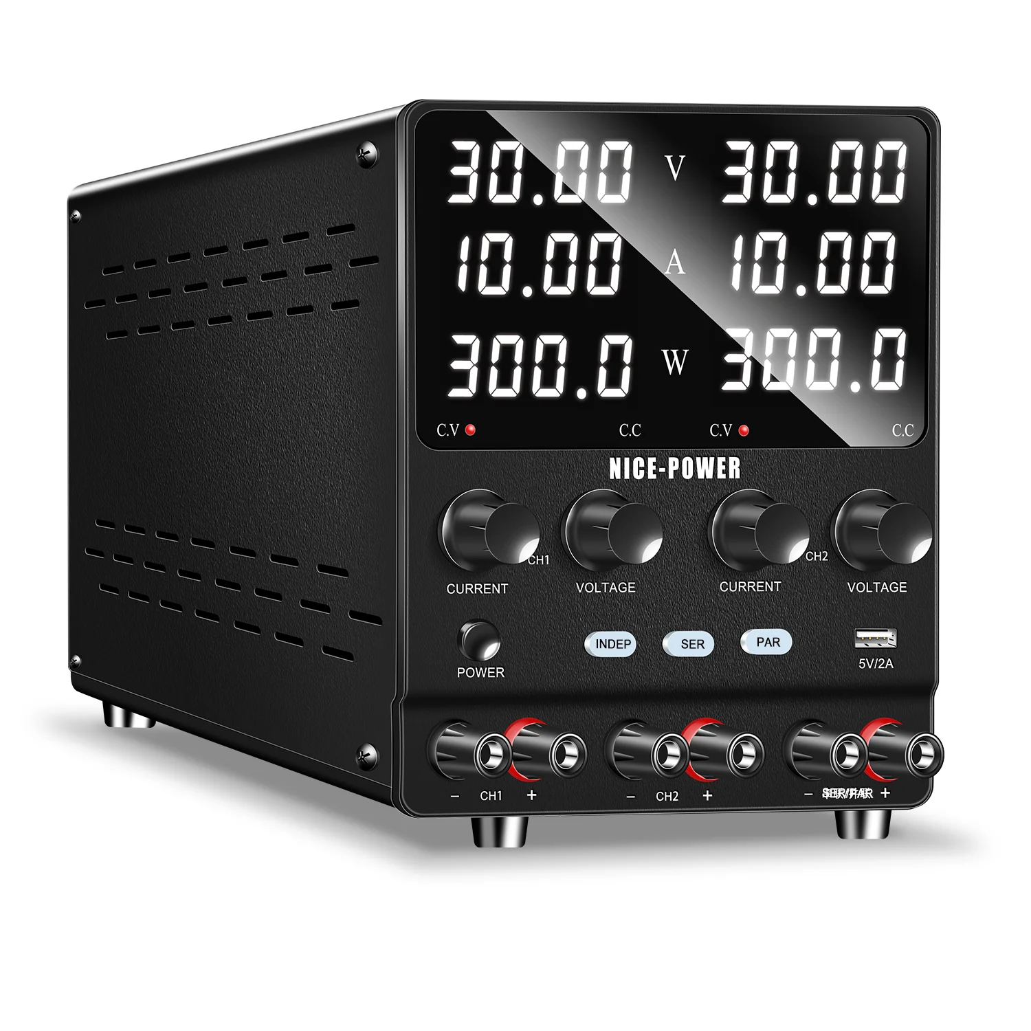 NICE POWER SPS3010-2KD Switch Dual DC Regulated Power Supply 30V 10A LED Adjustable Double Channel Lab Bench Power Source