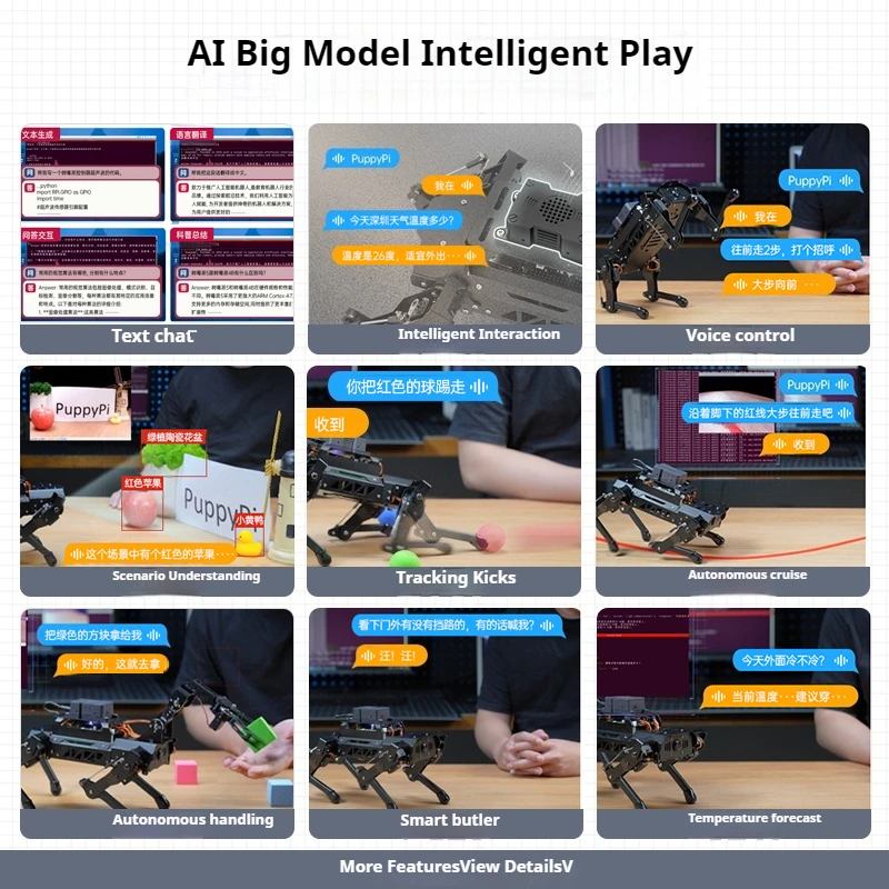 ROS Robotics-Robot cuadrúpedo para perros, PuppyPi, programación inteligente biónica, visión AI, modelo grande Raspberry Pi 5/8G