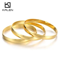 KALEN 8mm 3pcs/Lot Stainless Steel Bangles for Women Ethiopian Bracelets African Jewelry Saudi Arabic Wedding Bride Gift