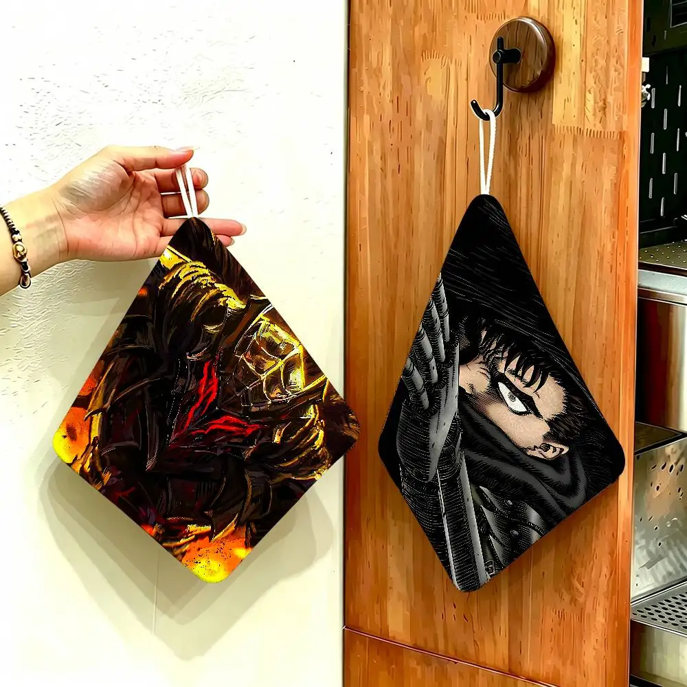 Guts Sword in Berserk Polyester Cotton Hanging Kitchen Towel, Absorbent Hand Wiping Cloth for Daily Cleaning Drying