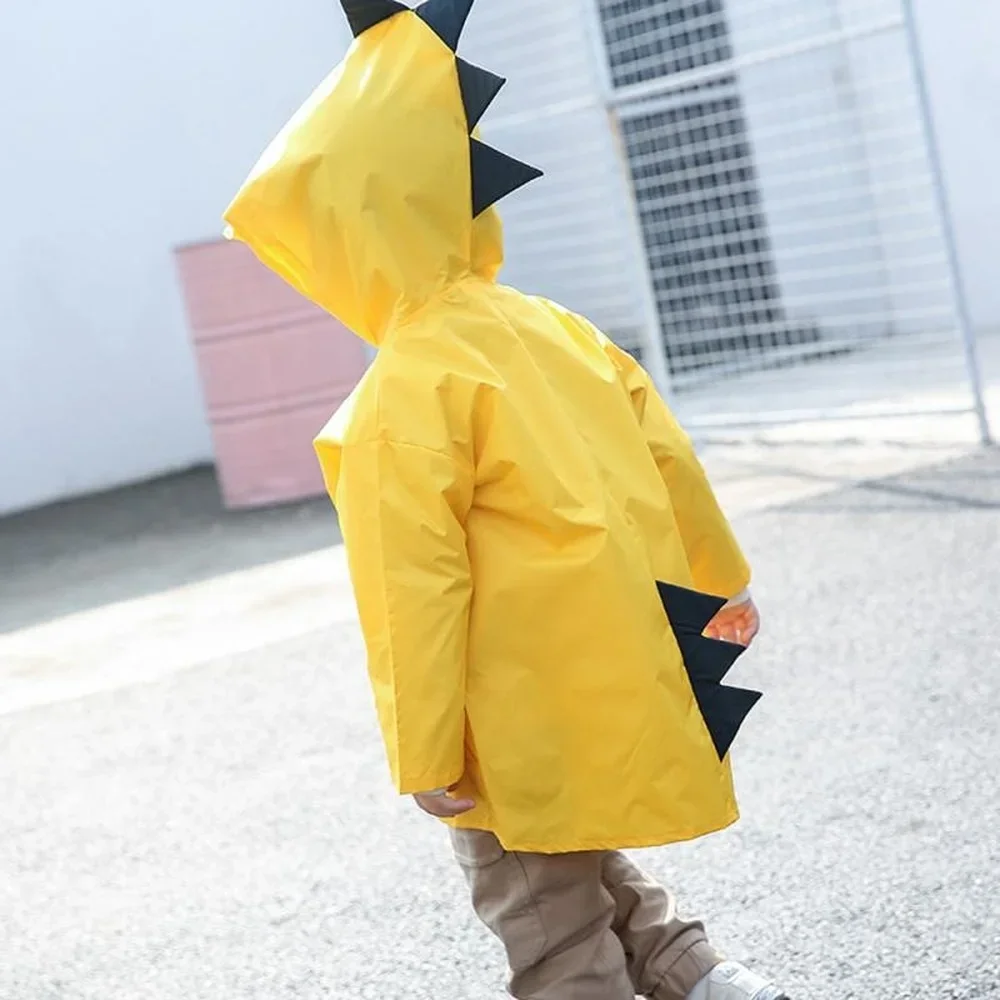 Cute Dinosaur Polyester Baby Raincoat Outdoor Waterproof Rain Coat Children Impermeable Poncho Boys Girls Rain Coat Yellow