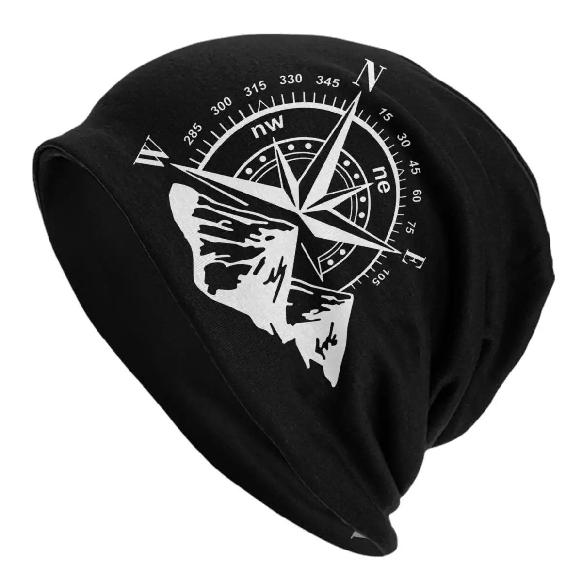 

Custom Navigate Mountain Adventure Compass Beanie Cap Unisex Winter Bonnet Knitting Hats Outdoor Ski Skullies Beanies Caps