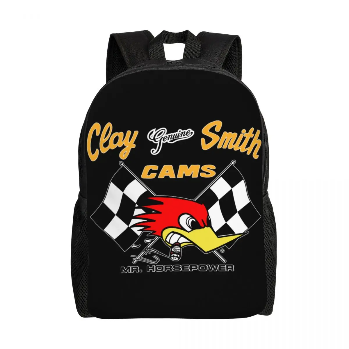 Personalized Clay Smith Cams Backpack Women Men Fashion Bookbag for School College Mr. Horsepower Racing Motor Motocross Bags