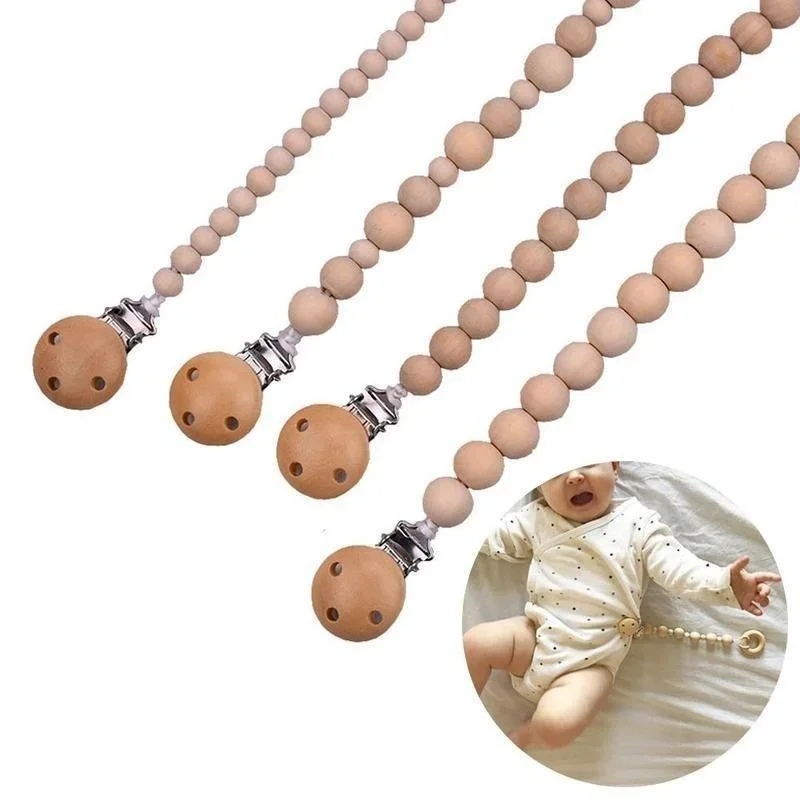 Infant Baby Pacifier Holder Clip Chain Silicone Bead Dummy Nipple Teether Strap