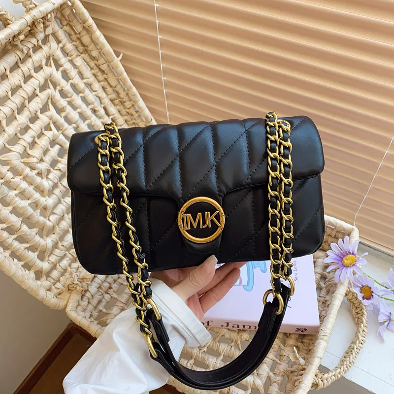 

2025 IMJK Quilted Chain Bag Elegant Small Square Shoulder Purse All Season Versatile Crossbody Bag for Women Luxury Fashion