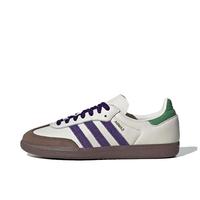 Adidas Originals SAMBA OG Leather Low cut Board Shoes for Men and Women, White Purple Brown