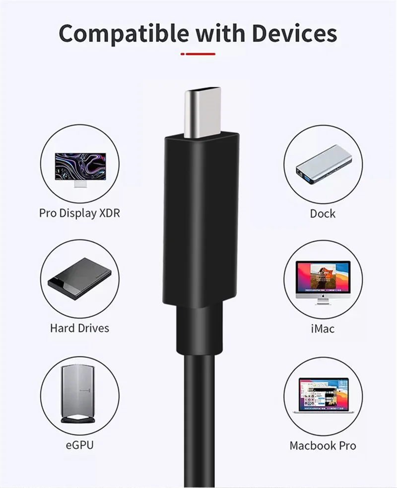 Thunderbolt 4 kablo PD100W USB C tipi C hızlı şarj kablosu 8K @ 60Hz 40Gbps tip-c Video veri kablosu iMac Macbook Pro için anahtarı