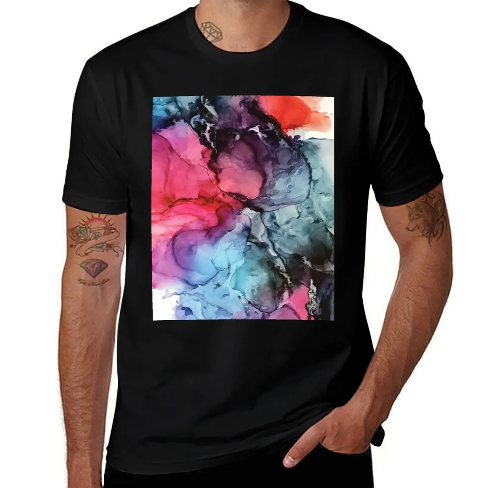 Darkness to Light - Mixed Media Painting T-Shirt tops plus sizes football t shirt designer shirts big and tall t shirts for men