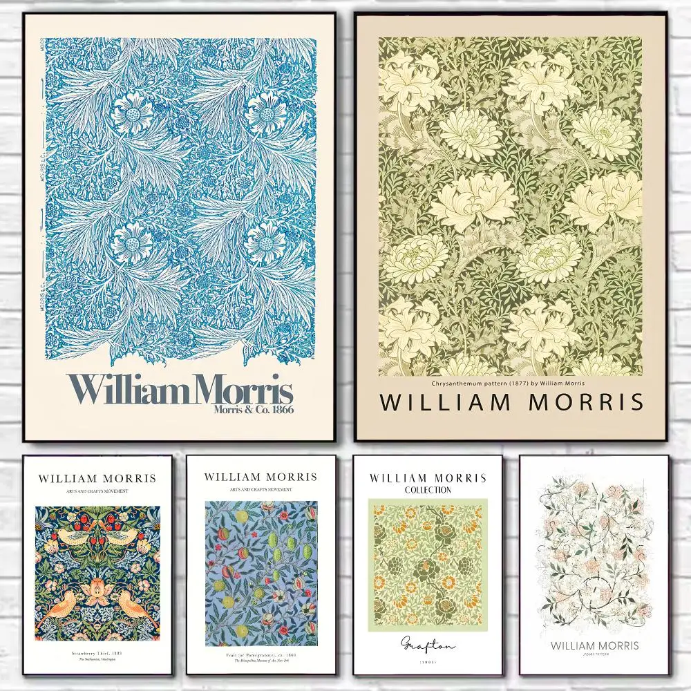 Art Vintage W-William Morris Poster HD Art Decorative Wall Art Waterproof Home Décor for Living Room Bedroom Café Stylish Gift