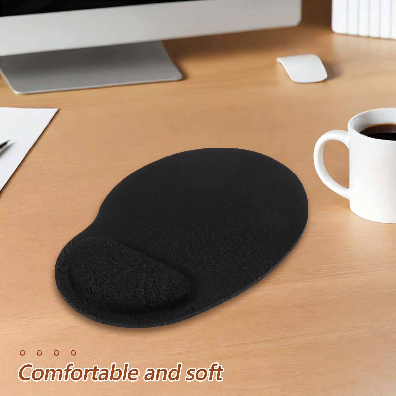 Ergonomic Mouse Pad with Premium Silicone Wrist Support Non-Slip PU Base Smooth Multi-Spandex Surface Portable Laptop Computer