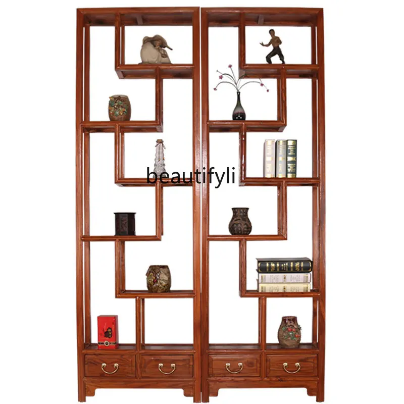 

Chinese Solid Wood Antique Antique Display Tea Stand Duobao Pavilion Shelf Living Room Partition Entrance Cabinet