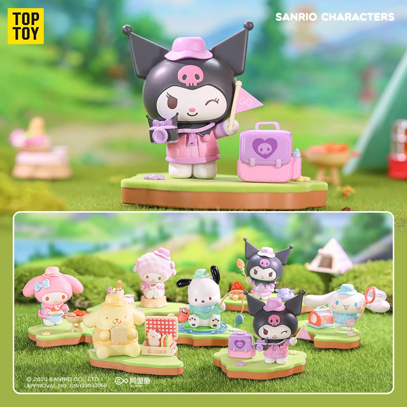 

TopToy Sanrio Camping Partners Blind Box Kawaii Ear Dog Office Doll Collectible Figures Toys And Hobbies Action Toy Figures