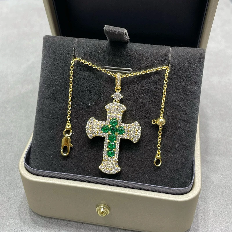 

Brand Pure 925 Sterling Silver Jewelry For Women Vintage Cross Necklace Flower Pendant Luck Clover Sakura Wedding Brooch Pendant
