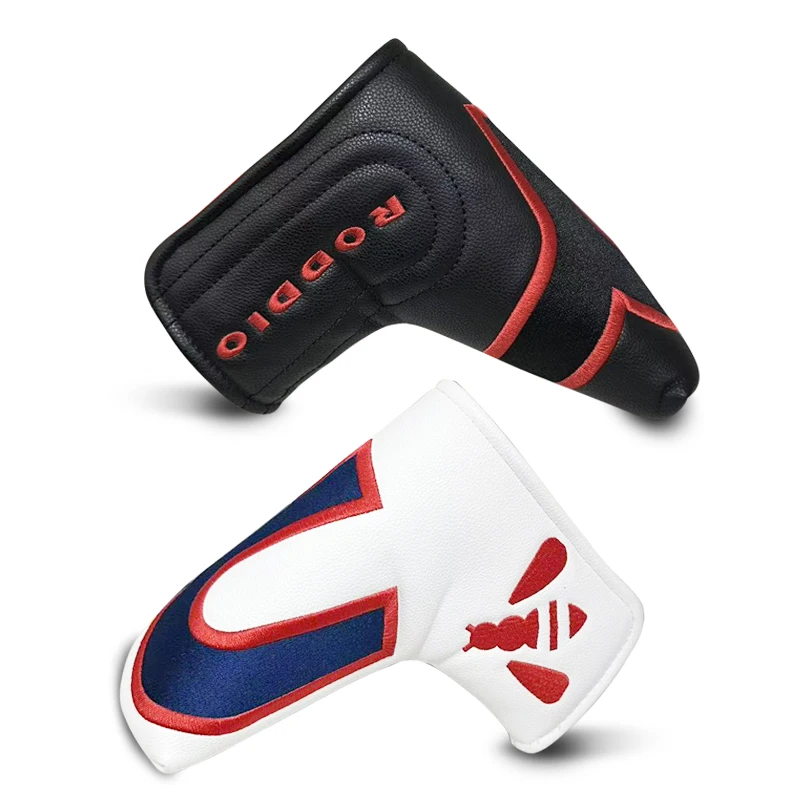 

Крышка клюшки в полоску для пчелиного гольфа, магнит с вышитым узором, открывающаяся и закрывающаяся крышка клюшки, материал из искусственной кожи, крышка клюшки