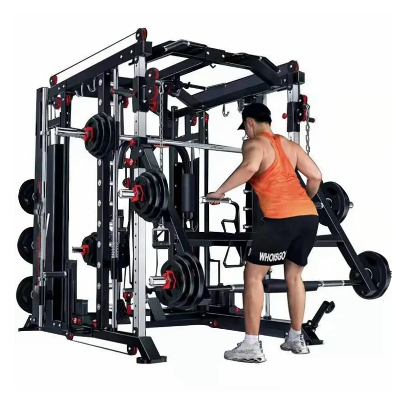 Body Building Smith Machine Multi Function Trainer Home Exercise Power Cage Squat Rack Sports Center Gym Fitness Equipment