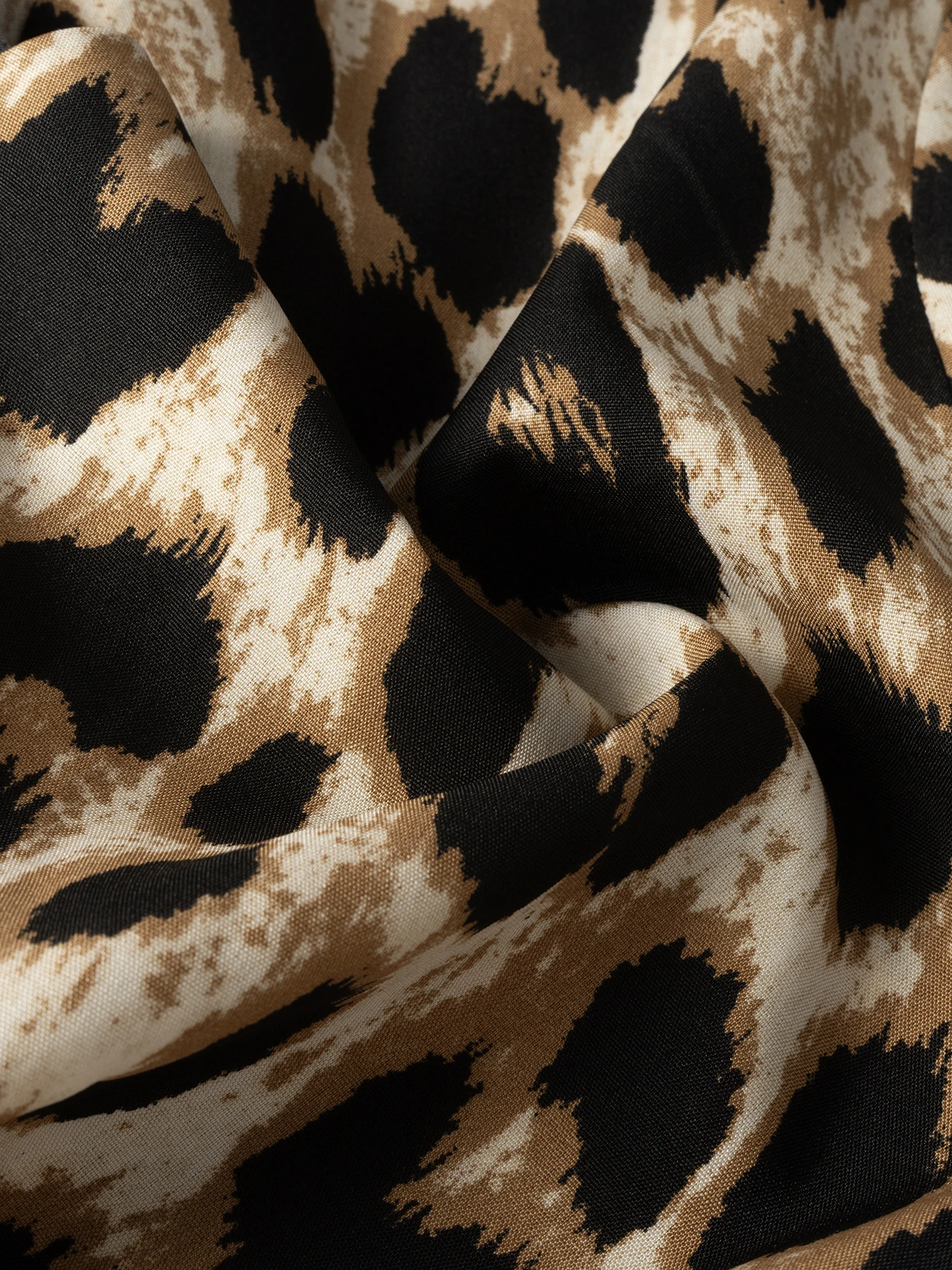 Spring Summer Women's Blouse Leopard Print V Neck Long Sleeve Waist Tie Ruffled Hem Slim Trendy Daily Casual Dating Top