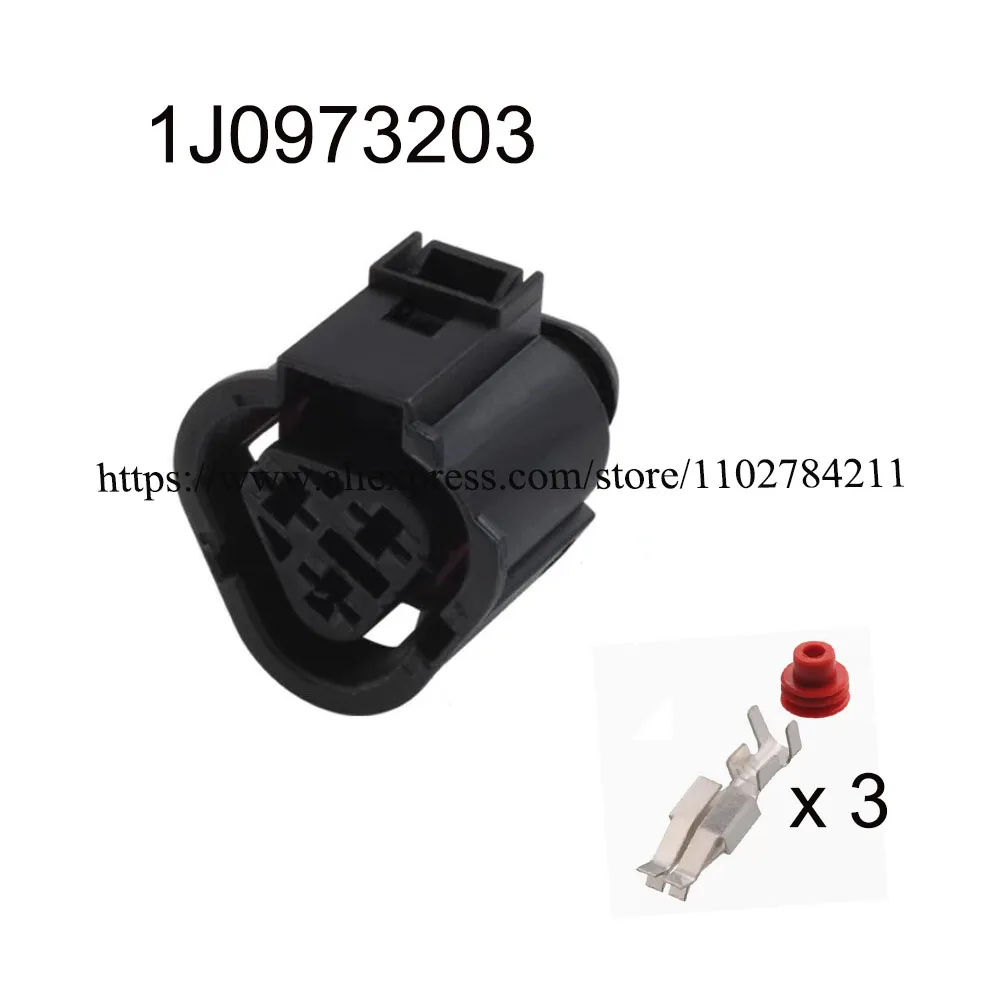 

100SET 1J0973203 auto Waterproof cable connector 3 pin automotive Plug famale male socket Includes terminal seal