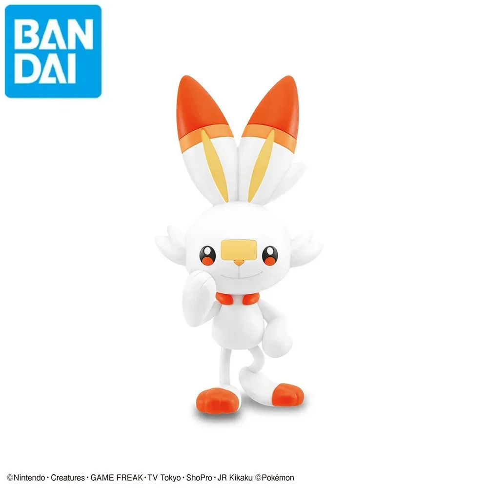 Original Bandai Pokemon Figures Kit Quick Series Scorbunny Hibanny Assembly Collectible Ornaments Figure Model Toys Gifts 11Cm