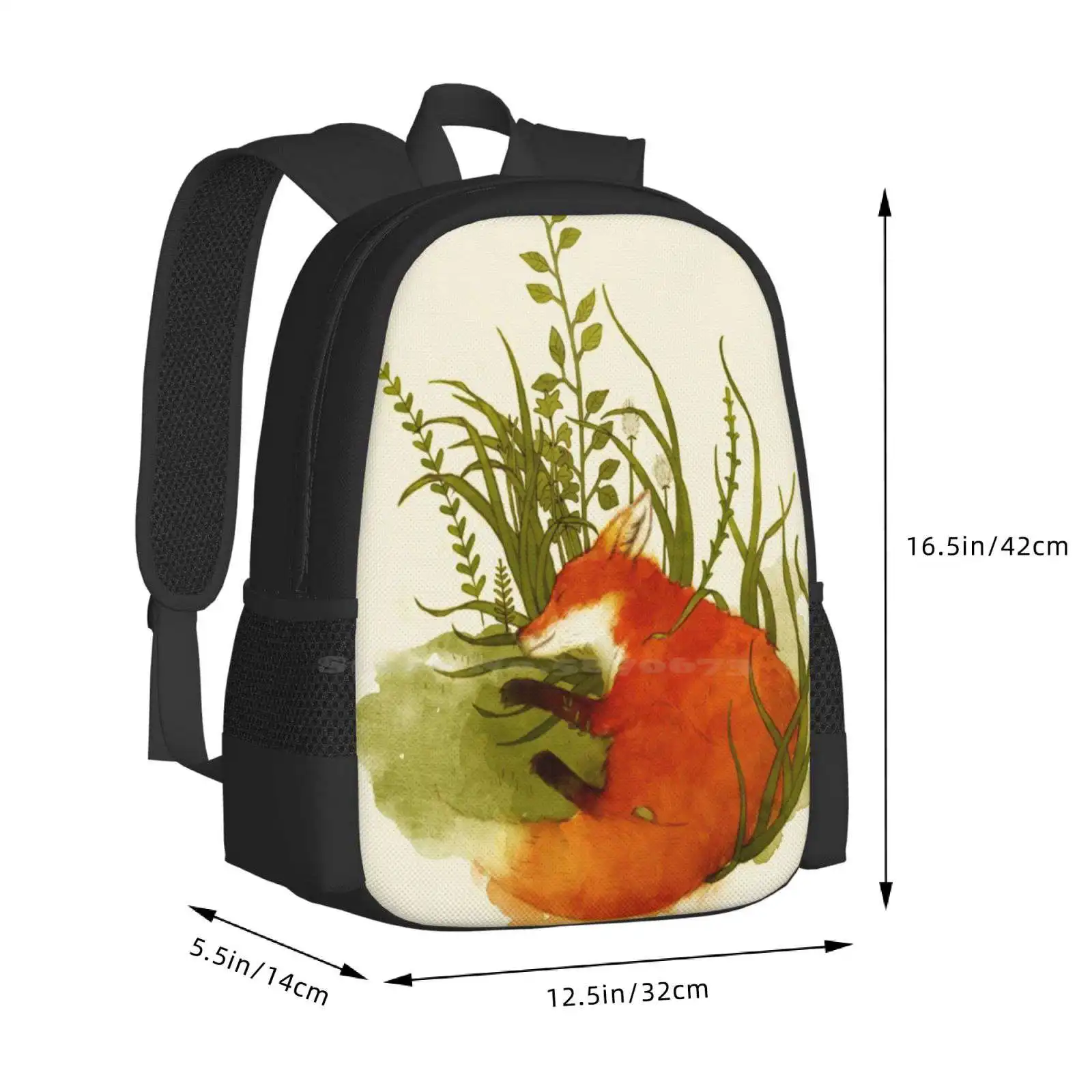 Mochila de zorro para dormir, bolsas de moda, zorros, animales del bosque, Helecho, Fauna, naturaleza, verde, naranja, plantas, acuarela, gran oferta