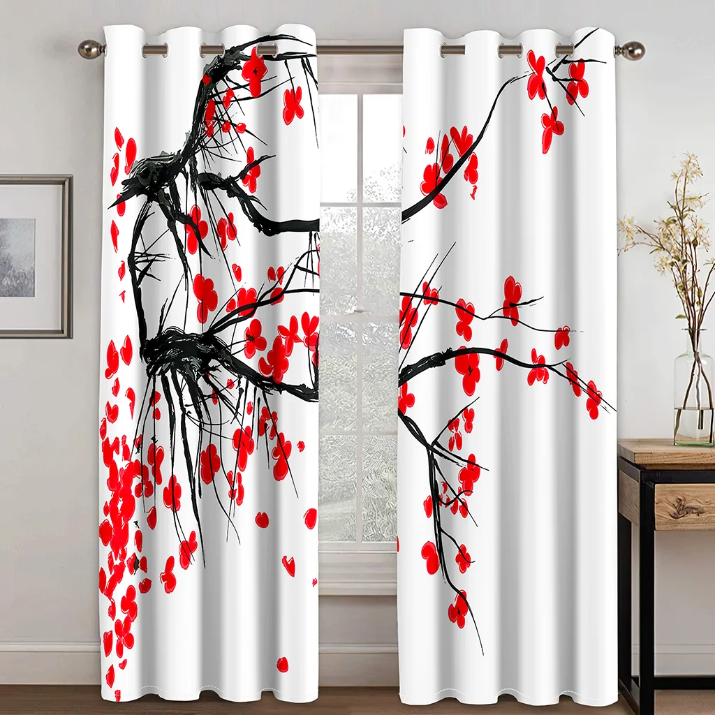 Imagem -03 - Red Rose Flower Organza Cortinas para Quarto e Sala de Estar Cortinas Voile Modernos Cortinas Decorativas Janela Planta Pcs