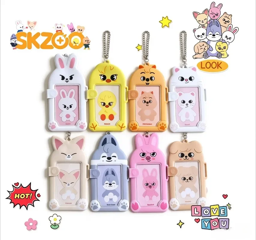 SKZOO Plastic Card Holder 3 Inch Photocard Sleeve Magnetic Suction Irregular Shape Cartoon Kawaii Pendant Protective Cover Gift