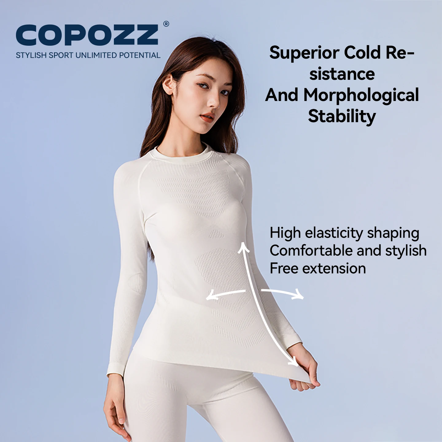 COPOZZ Set di biancheria intima termica da sci senza cuciture da donna e uomo, girocollo ad alta elasticità, asciugatura rapida, traspirante, strato base sportivo, mutandoni lunghi