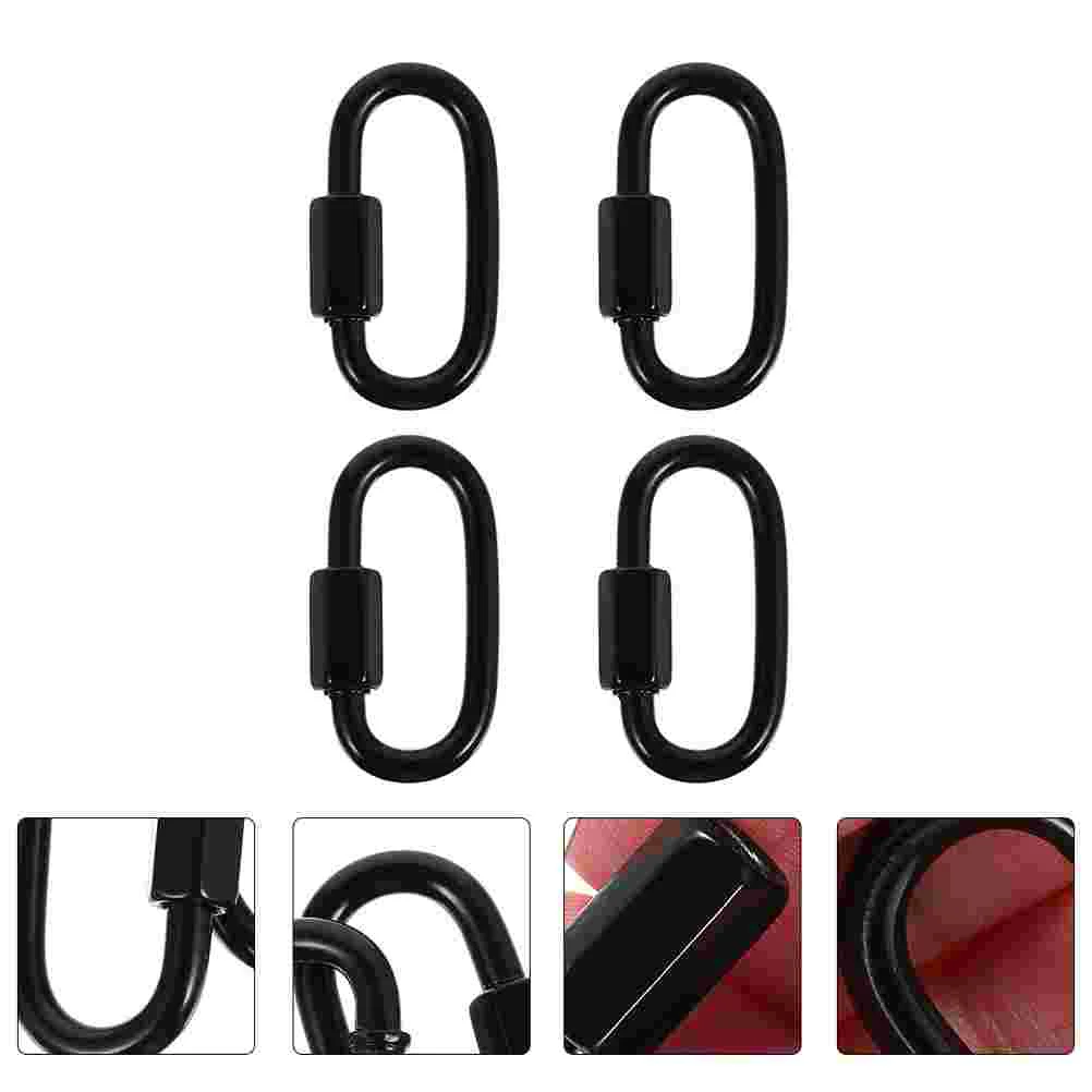 4 Pcs Carabiner Rope Quick Link Connector Links Safety Chain Trailer Lifting Hooks Connectors Stainless Steel