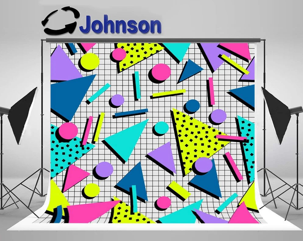 

JOHNSON Retro Vintage 80s Fashion Pattern Geometric background High quality Computer print party photo backdrop