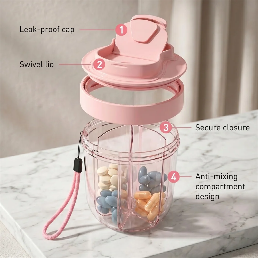 7 Grids Large Pill Cup Bottle Supplement Organizer For Holding 7 Various Vitamins/Travel/Pills Case/Box Container Portable Gifts