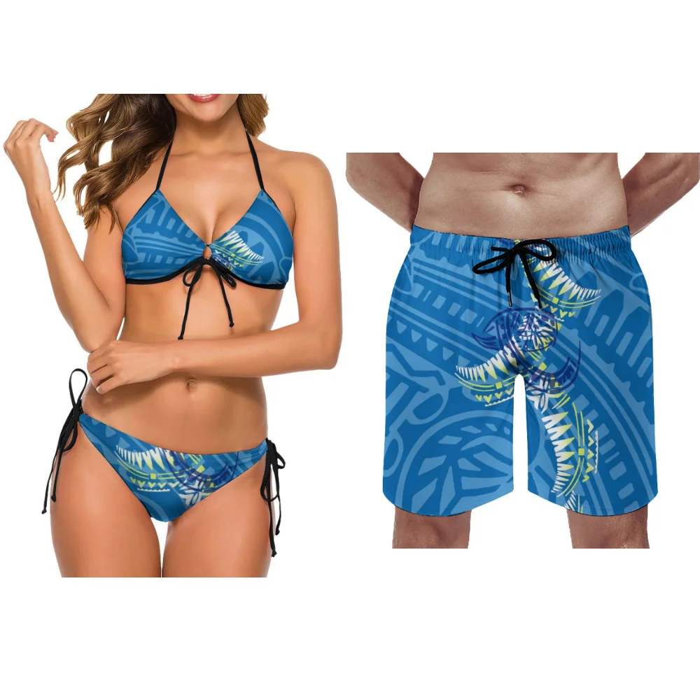 Strój kąpielowy bikini dla par z Samoa, tradycyjny strój kąpielowy dla par na plażę, polinezyjski strój kąpielowy dla par na zamówienie.