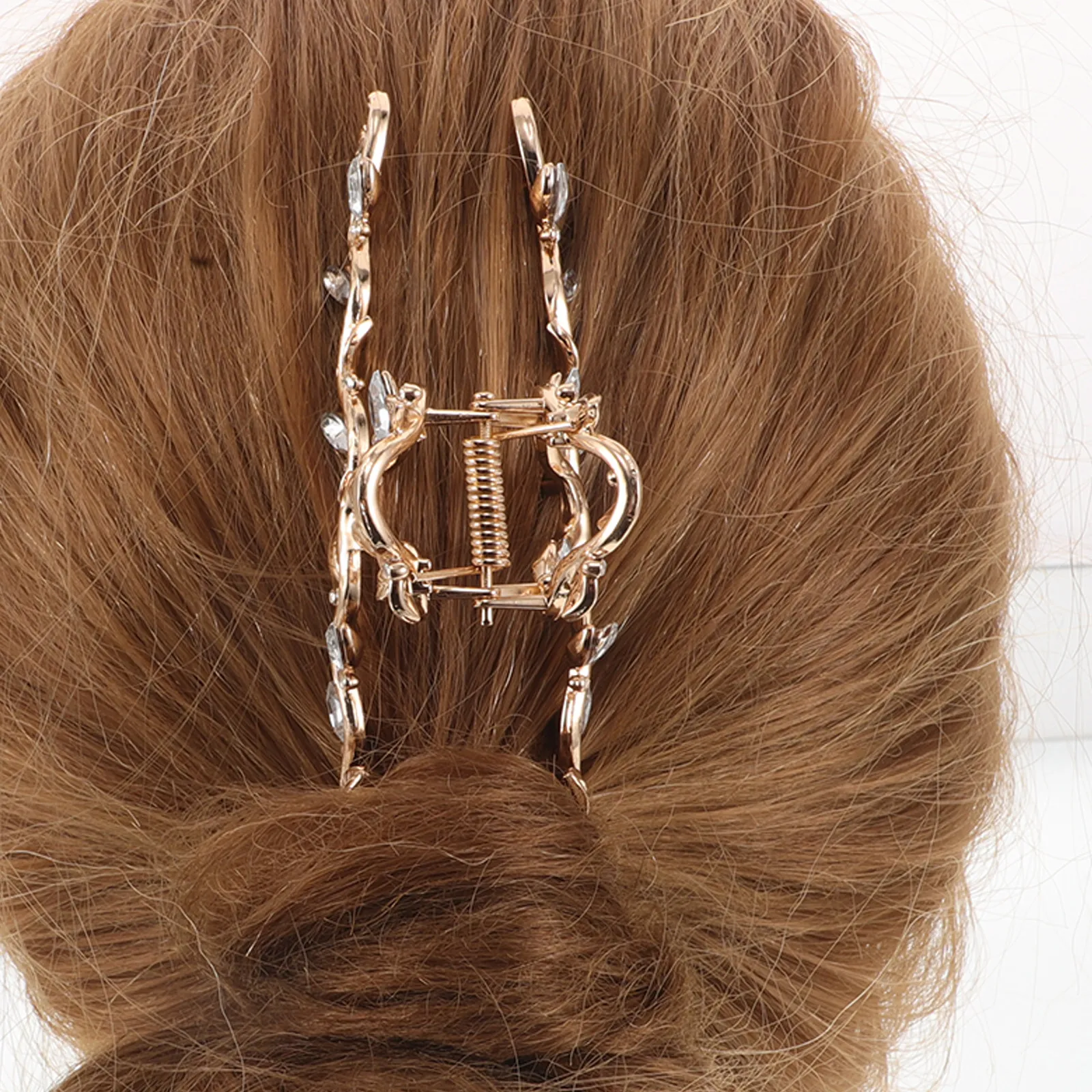 2Pcs Alloy Rhinestone Leaf Hair Claw Clips Gold Silver Non-Slip Large Claw Barrette for Thick Hair Styling Accessories