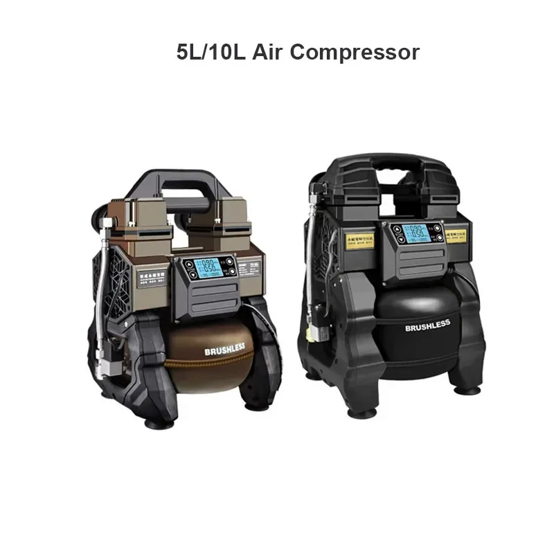 LCD Brushless Frequency Conversion Air Compressor Portable Oil-free Silent Air Pump Woodworking High-pressure Spraying Paint 220