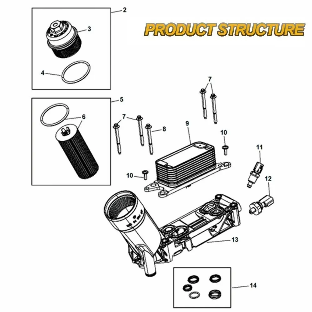 Car Engine Oil Cooler Filter Housing Adapter Kit For Chrysler Dodge Jeep Ram 3.6 V6 2014-2018 68105583AF/AC/AA/AB FF-1038A-BK