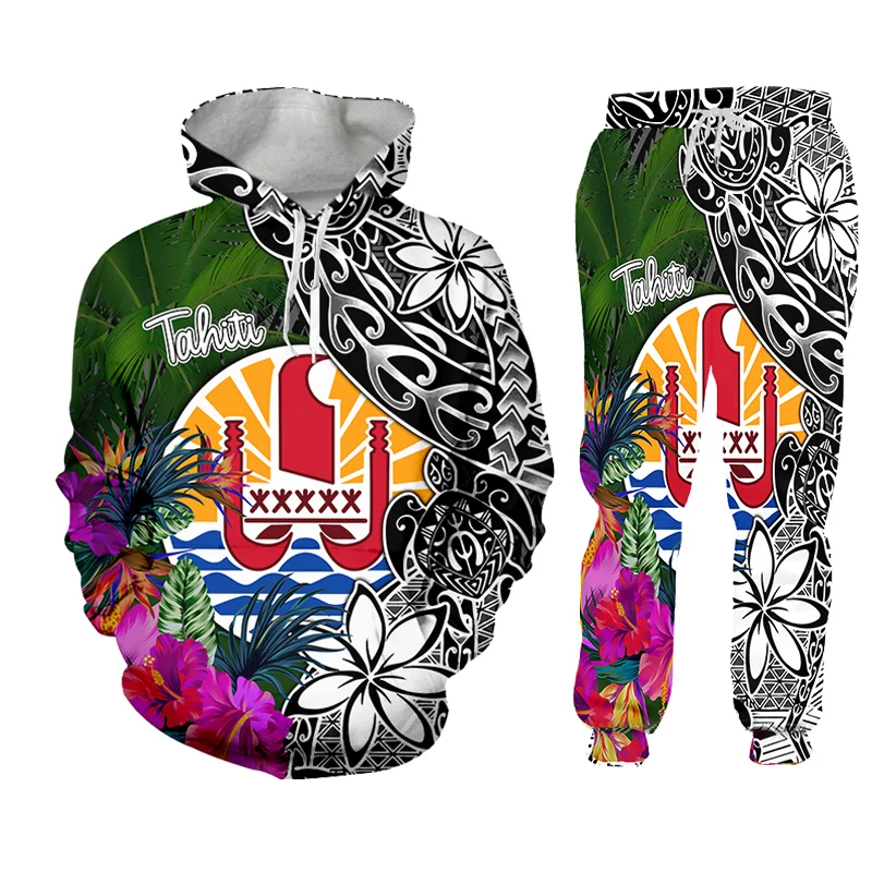 

Таити Полинезия, комплект из 2 предметов, мужские комплекты, зимний спортивный костюм Harajuku с 3D принтом, куртка, спортивный костюм, толстовка, толстовки, куртка, Прямая поставка