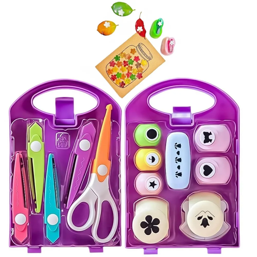 พลาสติกร้อน DIY Puncher Craft ชุดกล่องเก็บโครงการ DIY เด็ก Hole Punch คู่มือเด็ก Craft Hole Punch รูปร่างชุด