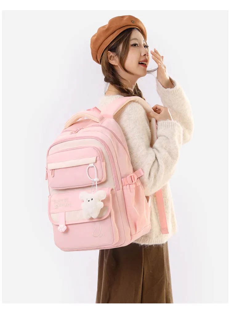Middle School Backpack for Girls Large Capacity Bookbag Lightweight Fashion Student Backpack Simple Modern School Bags for Teens