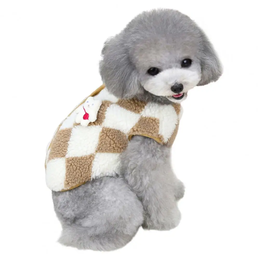 Dog Clothes  Printing   Pet Cotton Coat Diamond Lattice Coral Fleece Pet Jacket