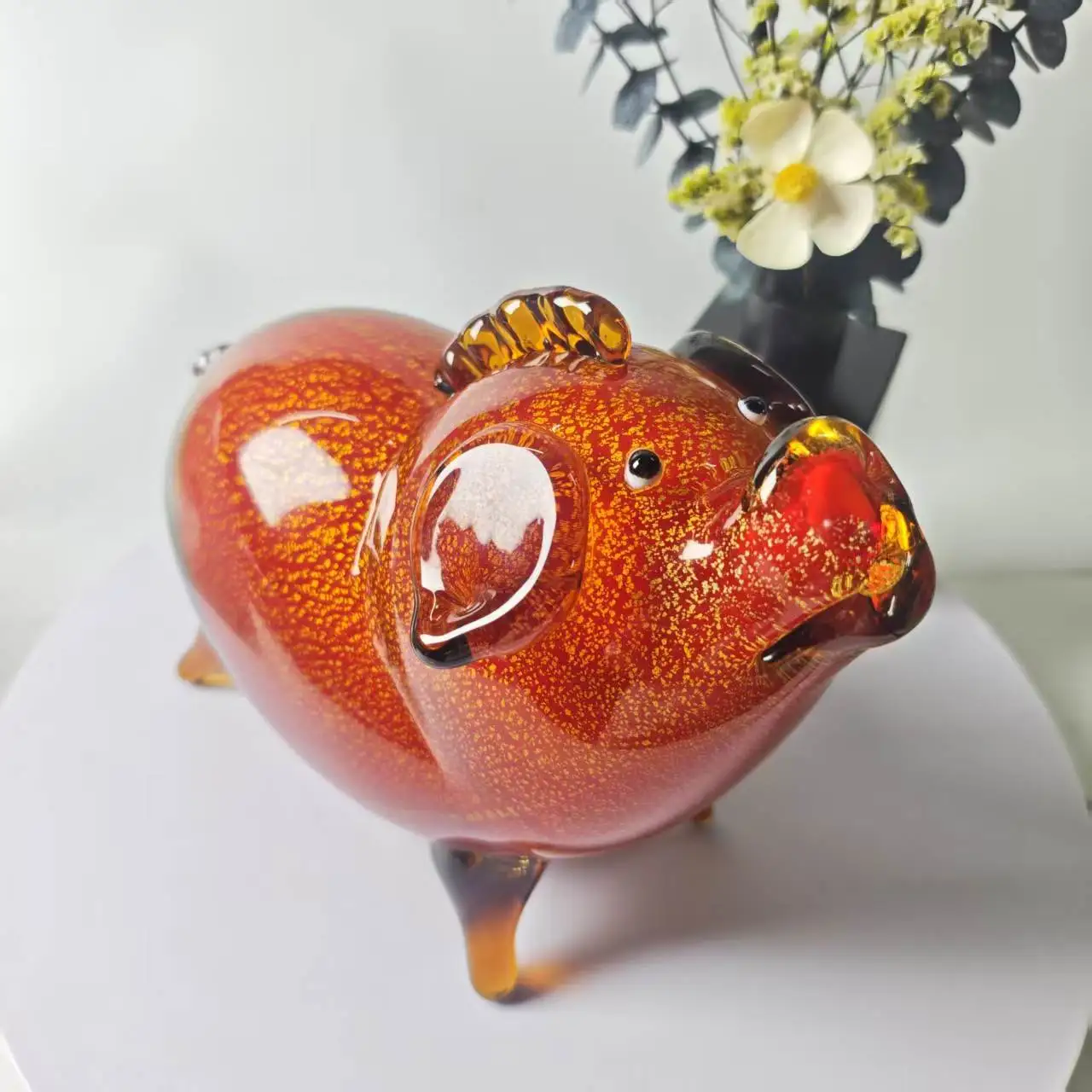 Zibo glazed pig ornament zodiac little fat pig living room wine cabinet decoration housewarming new home gift opening gift