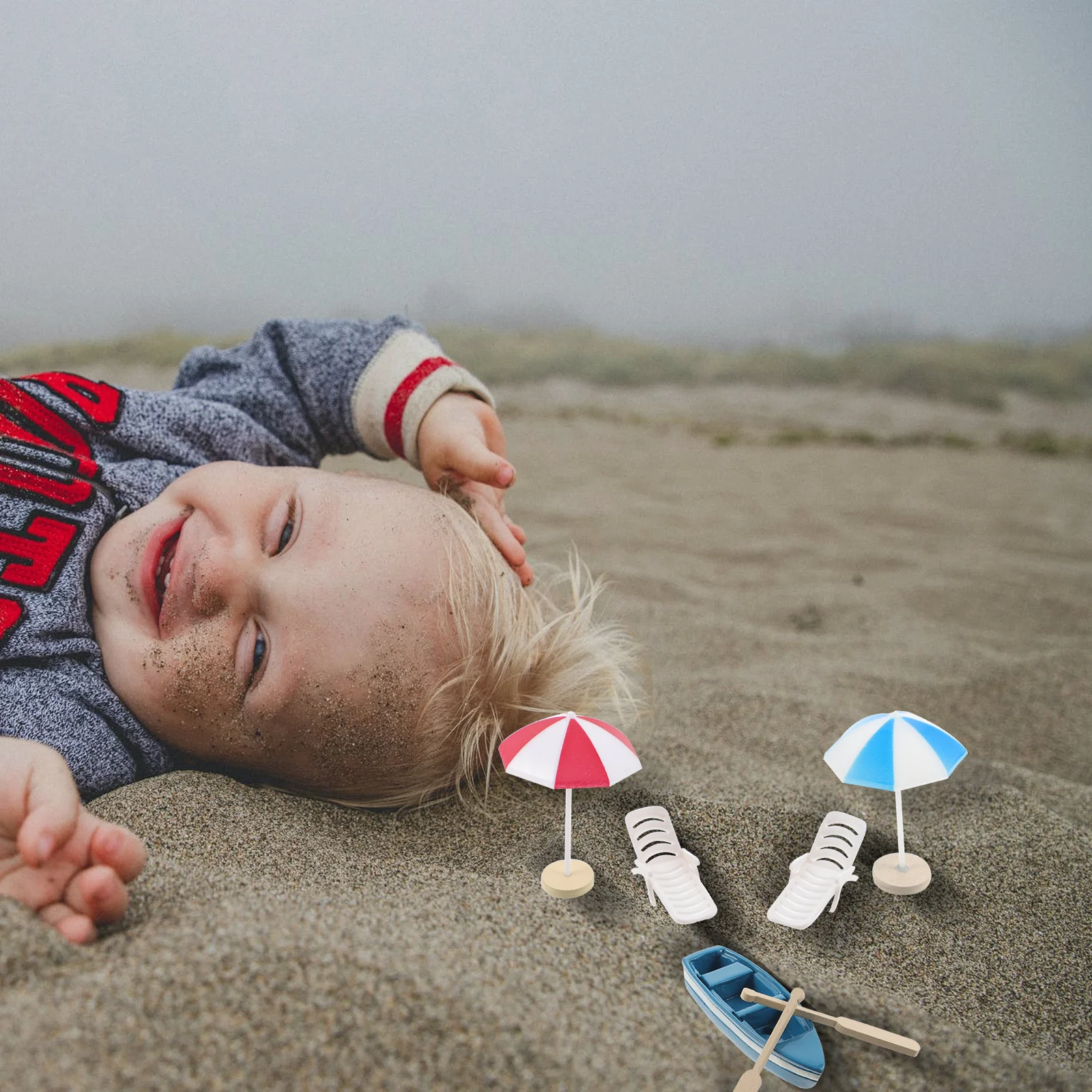 1세트 미니어처 해변 스타일 장식품 사랑스러운 미니 장식품 정원 실내외 프리미엄 견고한 미니 하우스