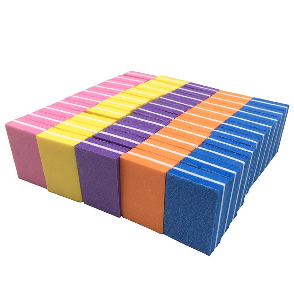 50pcs/lot Mini Nail File Blocks Colorful Sponge Nail Polish Sanding Buffer Form Nail Polishing Sandpaper Manicure Tools