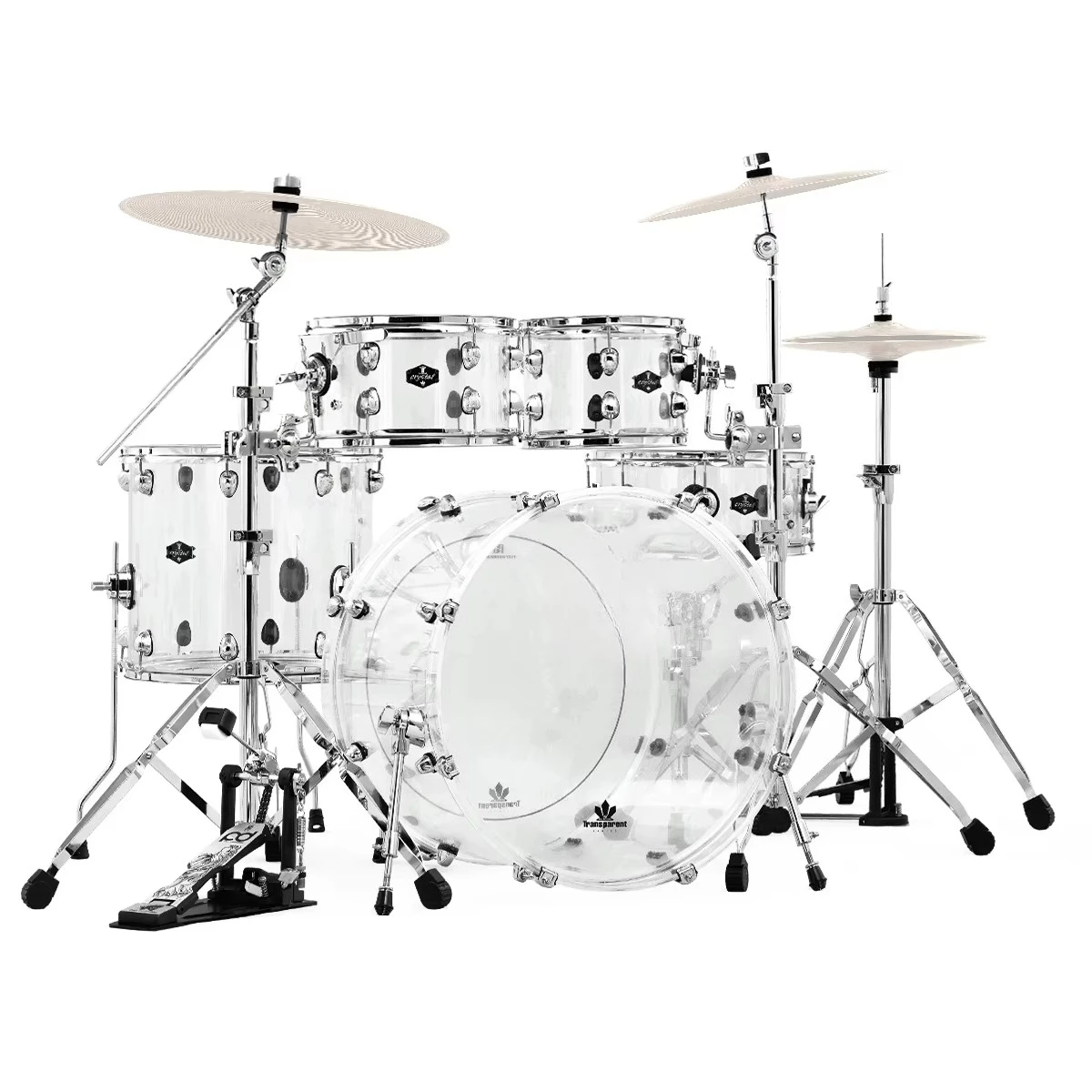 Professional Jazz Drum Kit PD Acrylic Series High Quality Acoustic Drum Set White Music Percussion Instruments