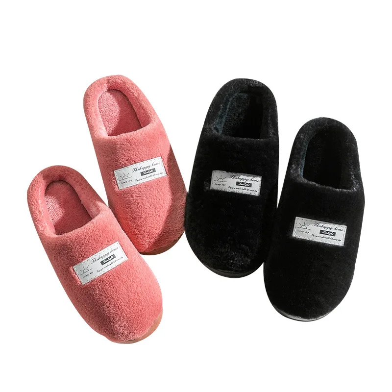 Cotton slippers for women\'s home use in winter indoor anti slip home furnishings for couples winter warmth plush fur for men