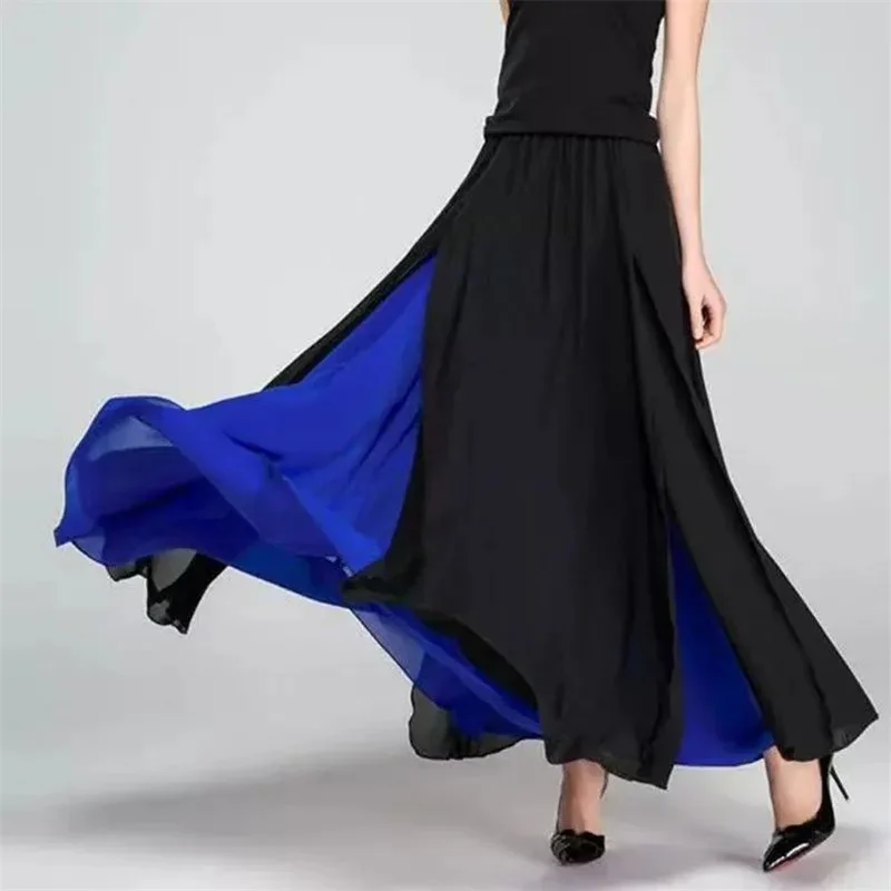 Gonna lunga elegante da donna Jupe pastello in chiffon plissettato Saias vintage Solid Faldas Maxi Beach School Gonne di alta qualità