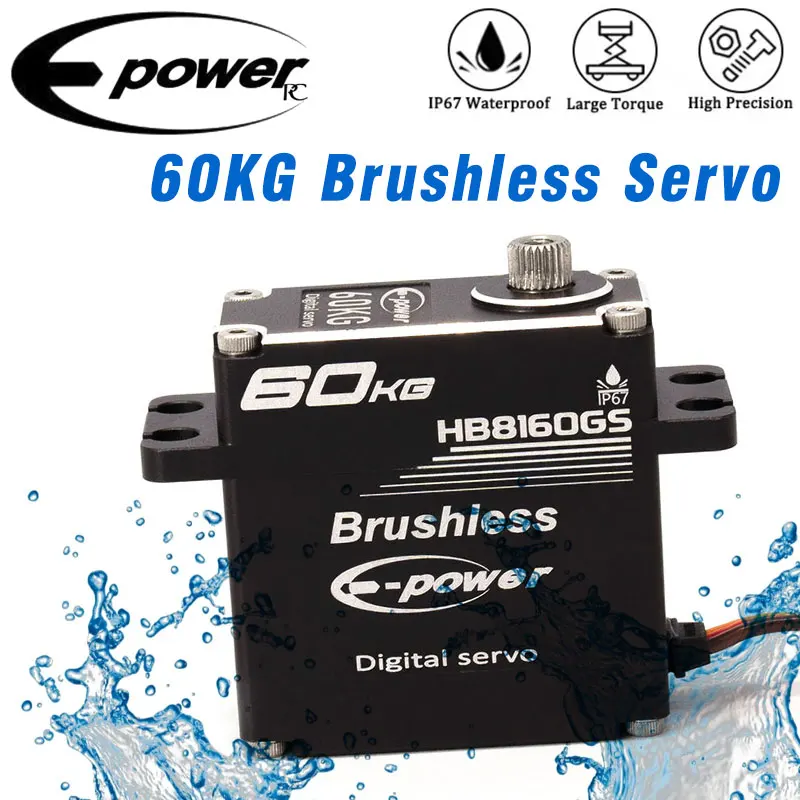 

E-POWERRC 60KG Brushless Servo 180°/270° 14V Waterproof Metal Gear High Torque 1/8 1/10 RC Crawler Car Robot Traxxas Scx 10 Part